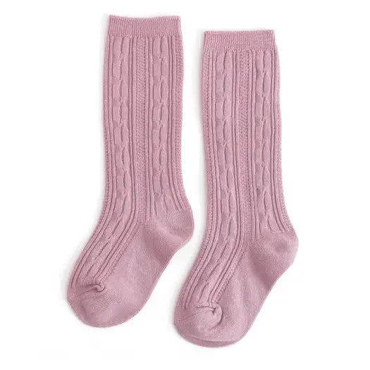 Folklore Cable Knit High Knee Socks (Multiple Colors)